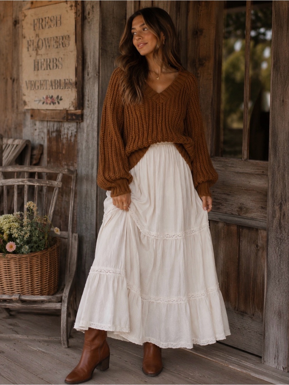 Chunky Knit V-Neck Sweater